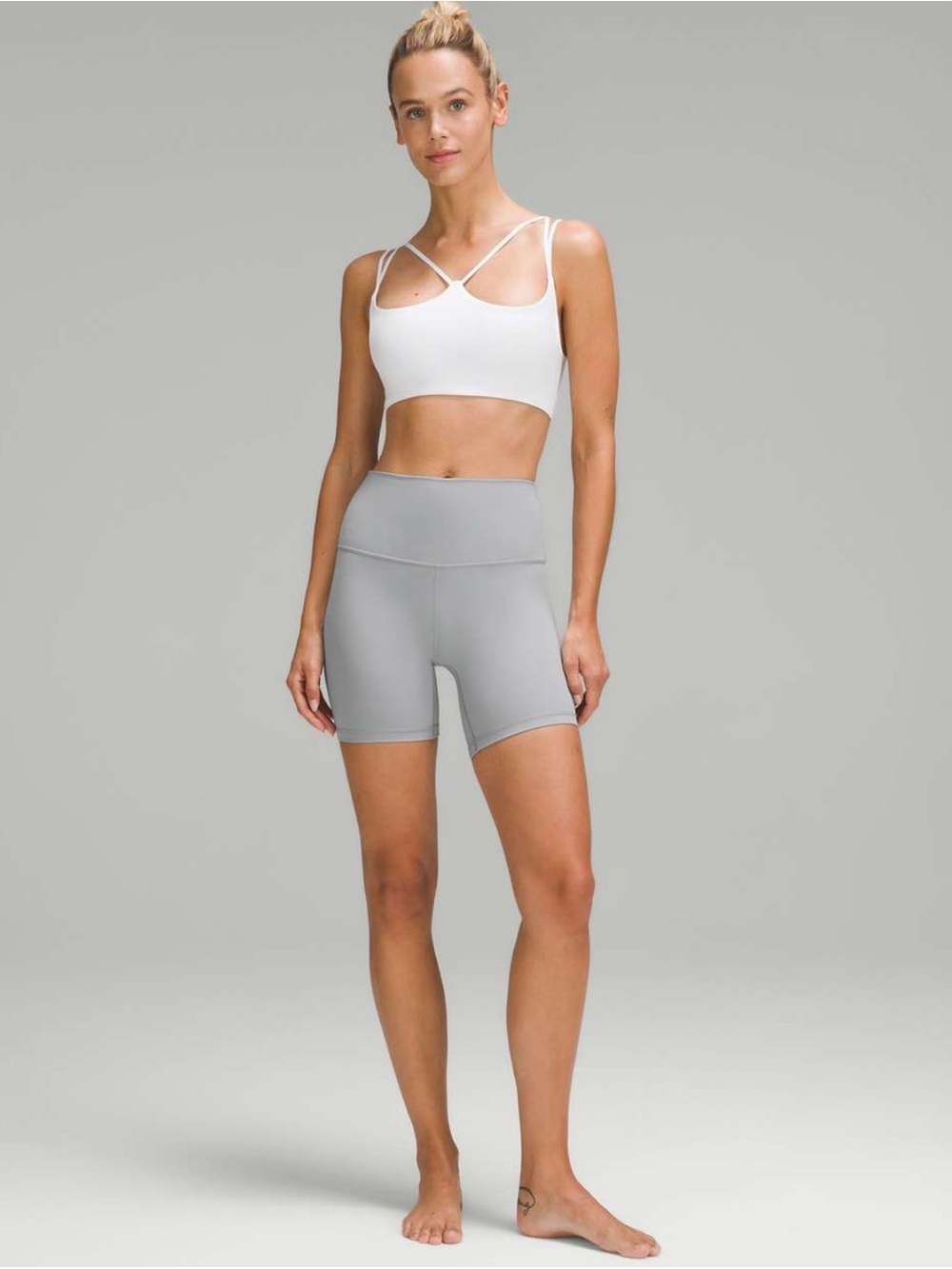 lululemon athletica Light Gray High-Rise Athletic Bike Shorts Size 6